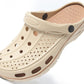 Men's and women's arched wooden-bottom flat shoes with a flat sole, garden shoes, casual shoes, non-buckle outdoor beach water shoes, detachable cushioning foot pads