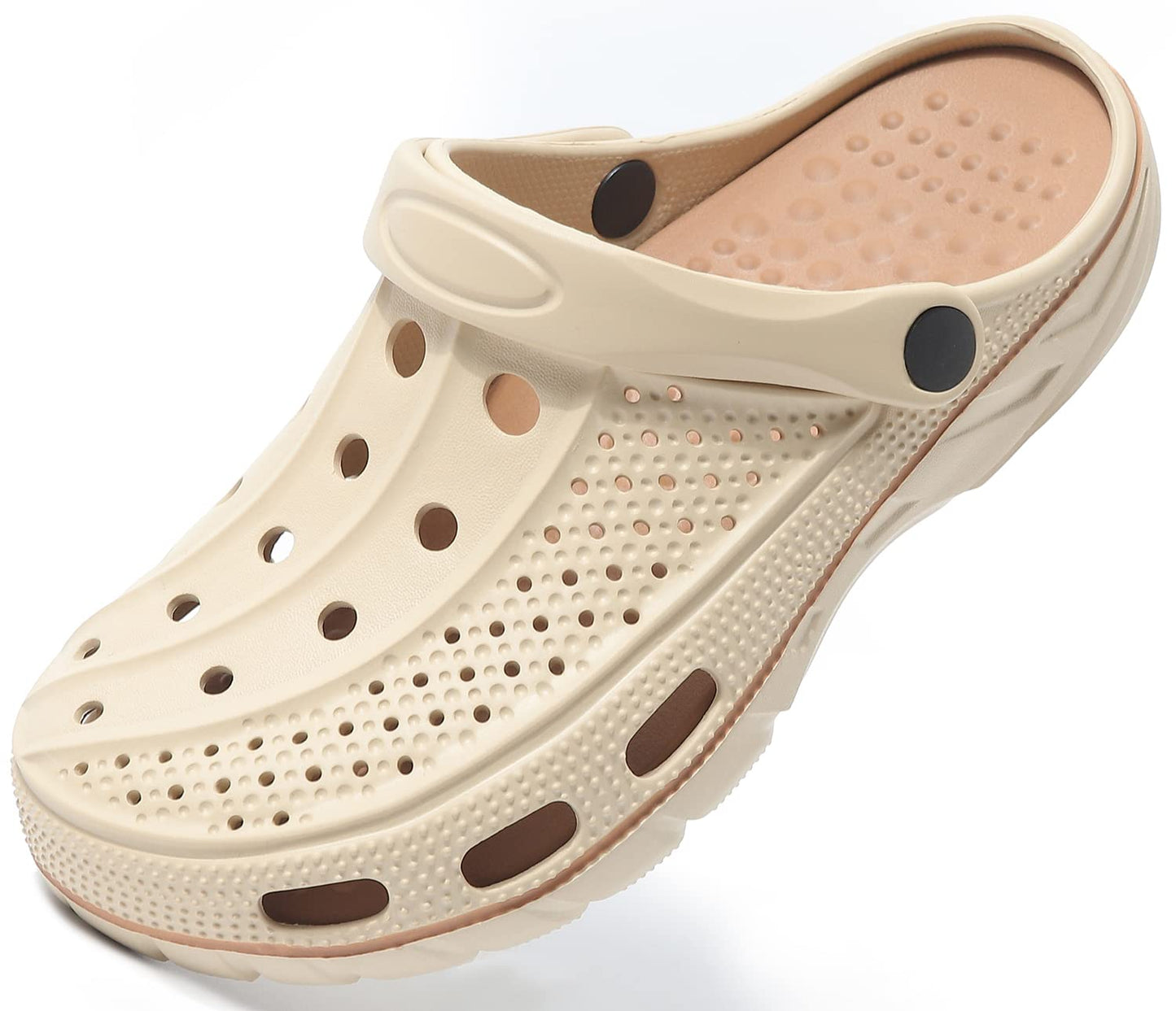 Men's and women's arched wooden-bottom flat shoes with a flat sole, garden shoes, casual shoes, non-buckle outdoor beach water shoes, detachable cushioning foot pads