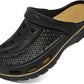 Men's and women's arched wooden-bottom flat shoes with a flat sole, garden shoes, casual shoes, non-buckle outdoor beach water shoes, detachable cushioning foot pads