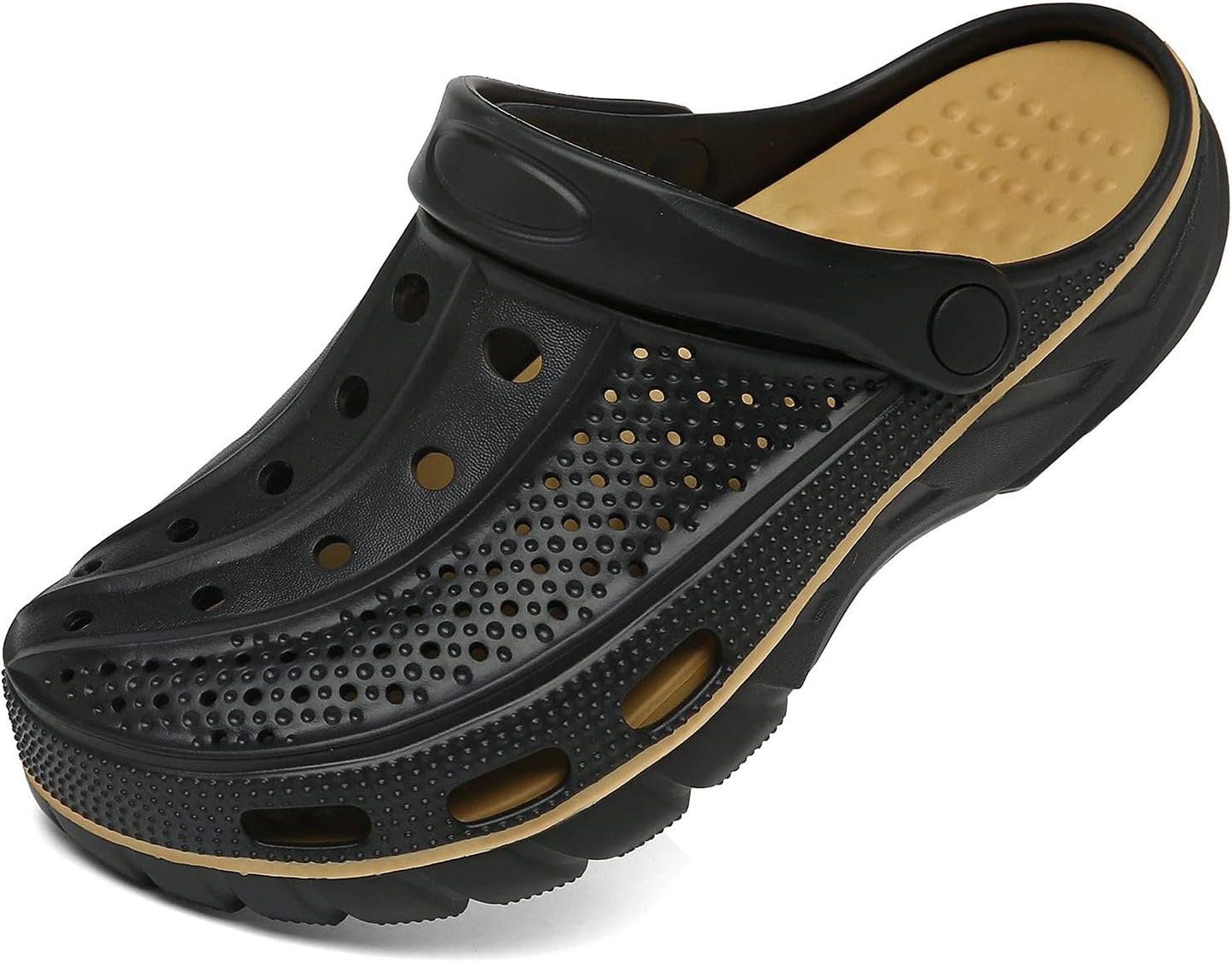 Men's and women's arched wooden-bottom flat shoes with a flat sole, garden shoes, casual shoes, non-buckle outdoor beach water shoes, detachable cushioning foot pads