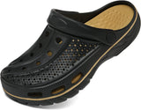 Men's and women's arched wooden-bottom flat shoes with a flat sole, garden shoes, casual shoes, non-buckle outdoor beach water shoes, detachable cushioning foot pads