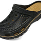 Men's and women's arched wooden-bottom flat shoes with a flat sole, garden shoes, casual shoes, non-buckle outdoor beach water shoes, detachable cushioning foot pads