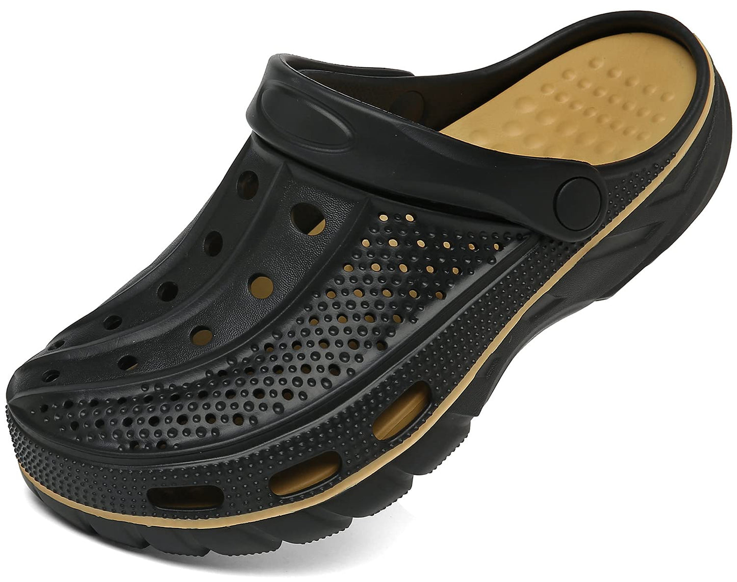 Men's and women's arched wooden-bottom flat shoes with a flat sole, garden shoes, casual shoes, non-buckle outdoor beach water shoes, detachable cushioning foot pads