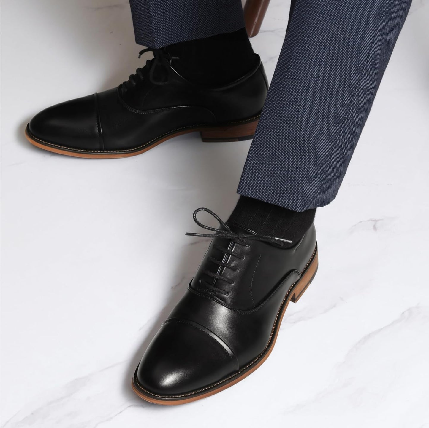 Men's lace-up soft open-toe dress shoes