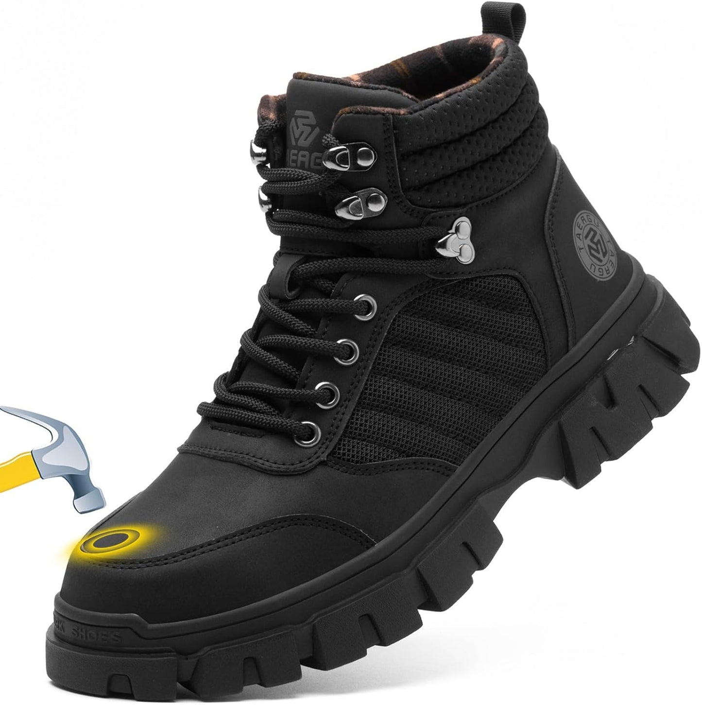 Men's Waterproof Steel-Toe Boots - 6 inches - Comfortable men's safety work boots. Durable steel-toe shoes. Lightweight, anti-slip, and puncture-resistant industrial construction boots.
