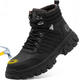 Men's Waterproof Steel-Toe Boots - 6 inches - Comfortable men's safety work boots. Durable steel-toe shoes. Lightweight, anti-slip, and puncture-resistant industrial construction boots.
