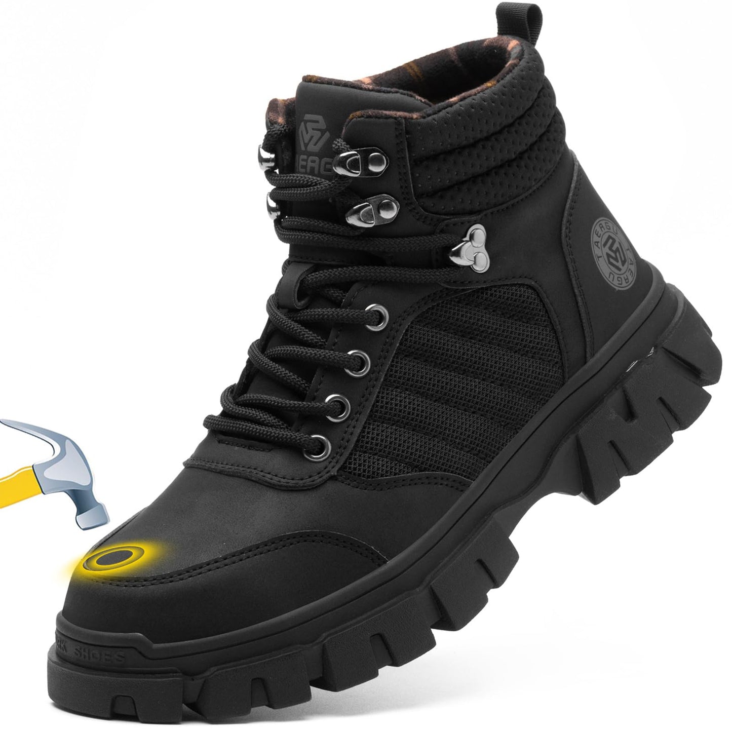 Men's Waterproof Steel-Toe Boots - 6 inches - Comfortable men's safety work boots. Durable steel-toe shoes. Lightweight, anti-slip, and puncture-resistant industrial construction boots.