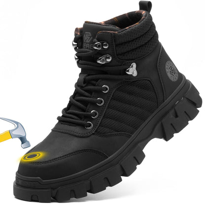 Men's Waterproof Steel-Toe Boots - 6 inches - Comfortable men's safety work boots. Durable steel-toe shoes. Lightweight, anti-slip, and puncture-resistant industrial construction boots.