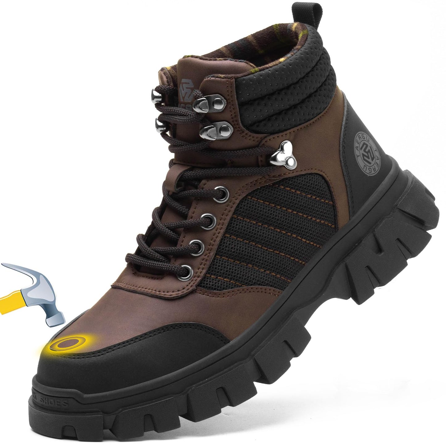 Men's Waterproof Steel-Toe Boots - 6 inches - Comfortable men's safety work boots. Durable steel-toe shoes. Lightweight, anti-slip, and puncture-resistant industrial construction boots.