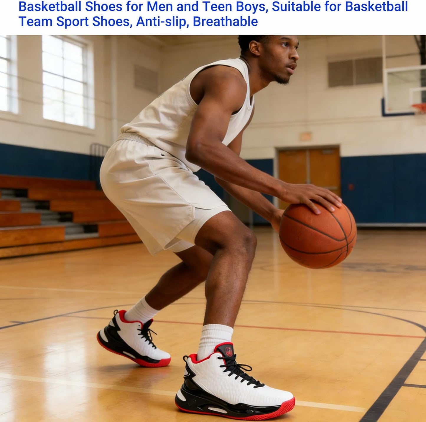 High-top upper basketball shoes (men's style) sports shoes, breathable sports shoes, anti-slip shoes