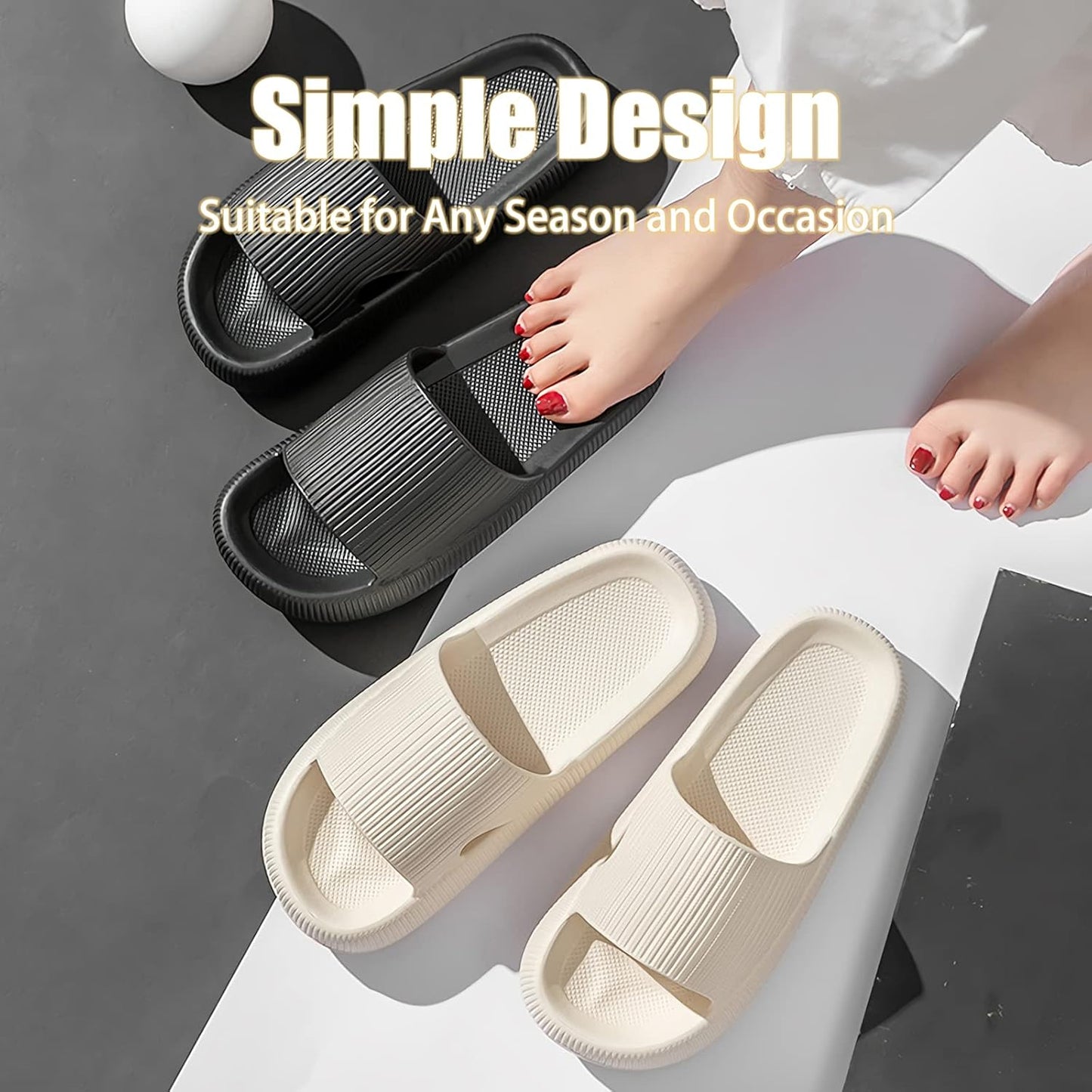 Men's rubber slippers, pillow house slippers, shower shoes, indoor slippers, bathroom slippers, beach shoes. Extremely comfortable, lightweight, thick sole, anti-slip, easy to clean.