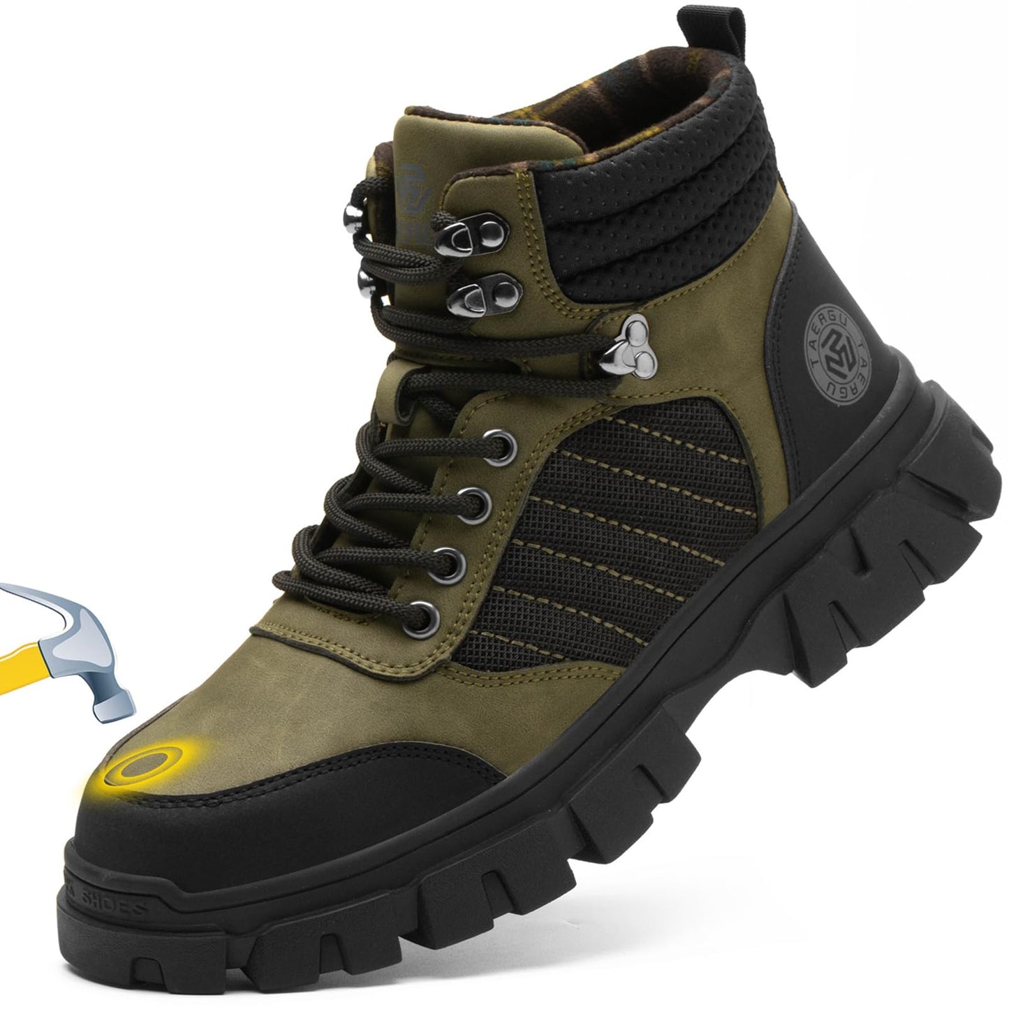 Men's Waterproof Steel-Toe Boots - 6 inches - Comfortable men's safety work boots. Durable steel-toe shoes. Lightweight, anti-slip, and puncture-resistant industrial construction boots.