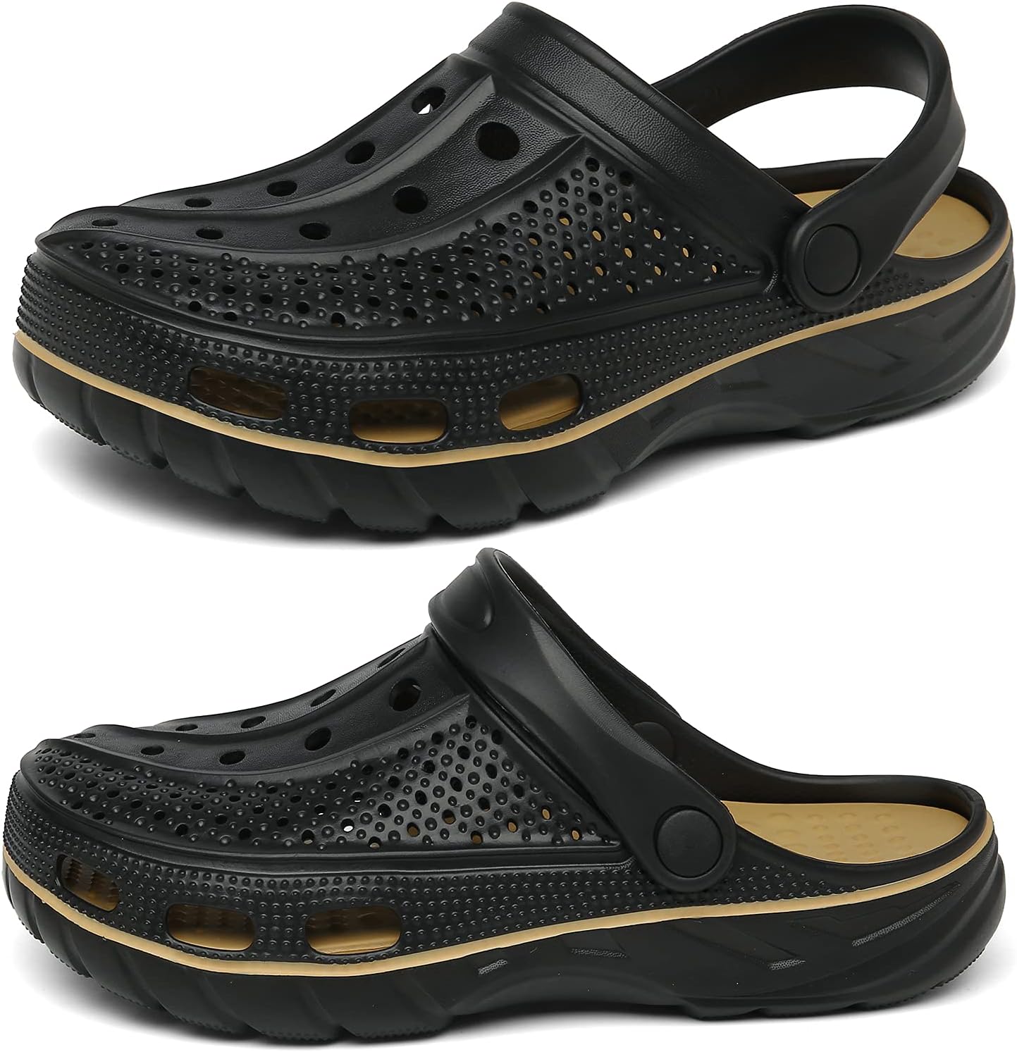 Men's and women's arched wooden-bottom flat shoes with a flat sole, garden shoes, casual shoes, non-buckle outdoor beach water shoes, detachable cushioning foot pads