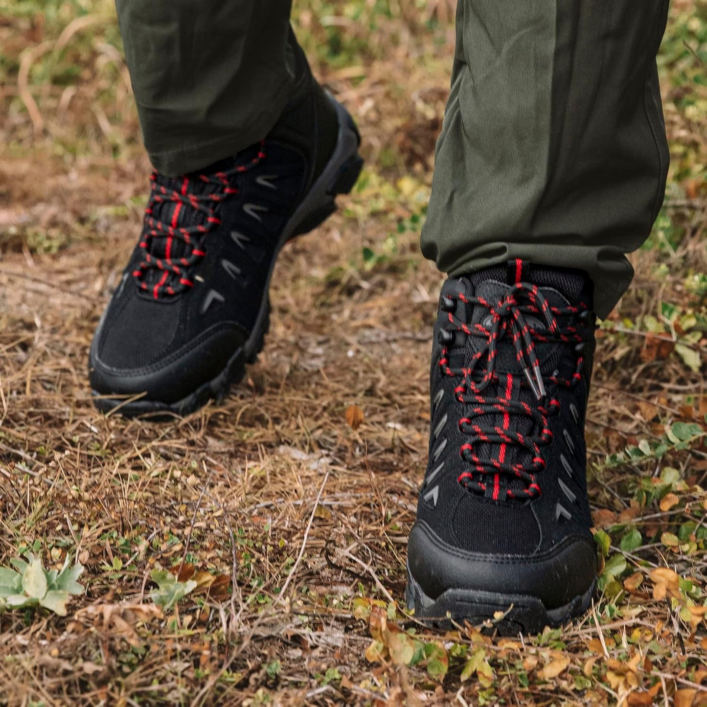 Men's waterproof hiking boots - anti-slip, lightweight, mid-to-high ankle, ankle-covering design, waterproof and breathable hiking shoes, mountaineering shoes