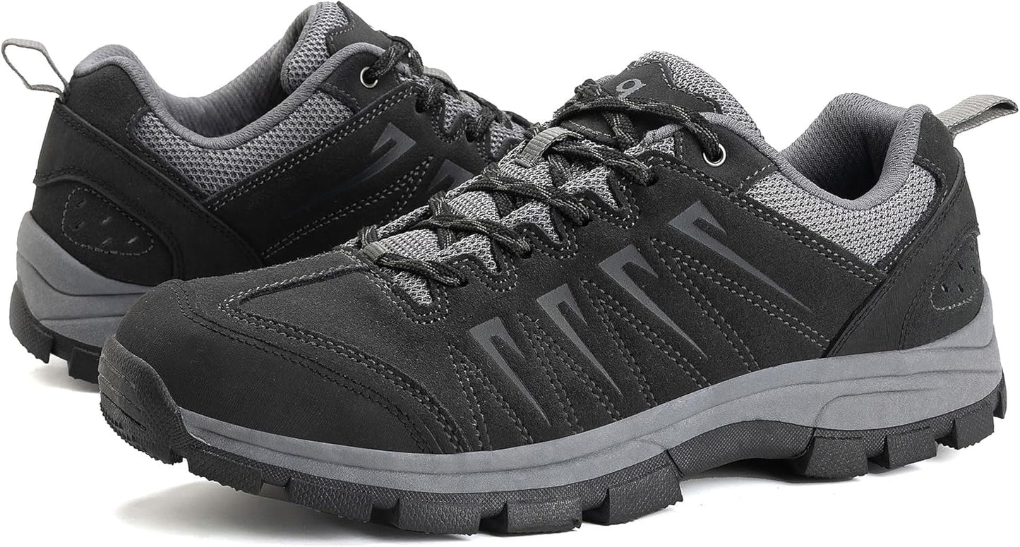 Men's waterproof hiking shoes - made of leather - comfortable and lightweight - anti-slip - suitable for outdoor walking, work or sports.