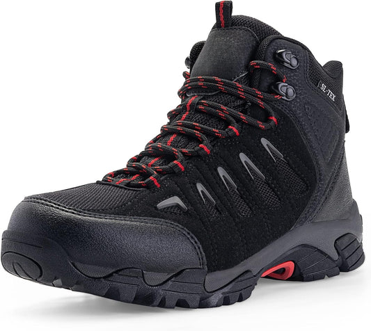 Men's waterproof hiking boots - anti-slip, lightweight, mid-to-high ankle, ankle-covering design, waterproof and breathable hiking shoes, mountaineering shoes